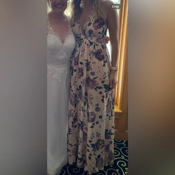 SHEIN Cream/Apricot and Purple Floral Dress - Picture 2 of 5